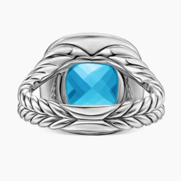 David Yurman Albion Ring Sterling Silver with Blue Topaz and Diamonds, 11mm - Picture 10 of 15